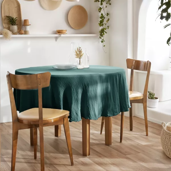 Nappe ronde gaze de coton (180 cm) GaĂŻa Bleu canard