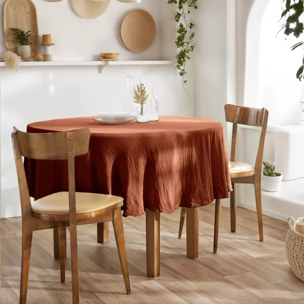 Tafelkleed rond Katoengaas (180 cm) Gaïa Terracotta
