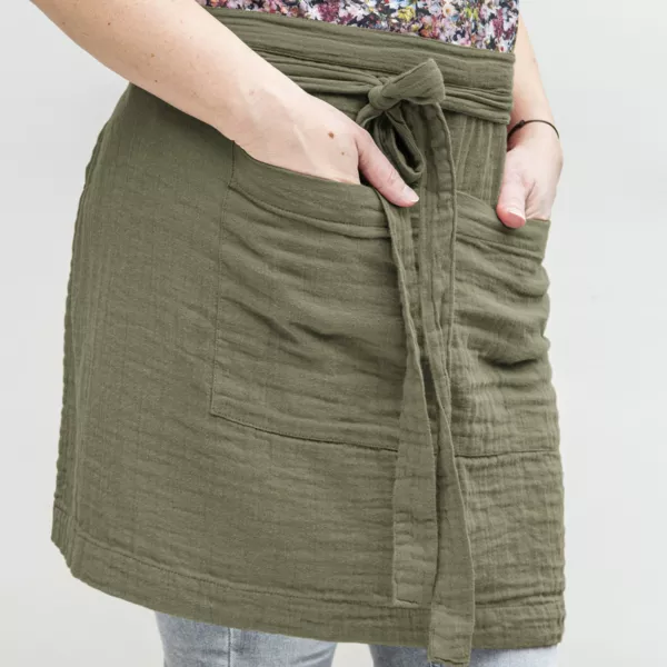 Forklde med lommer i bomuldsgaze Gaa Rosmarin Grn