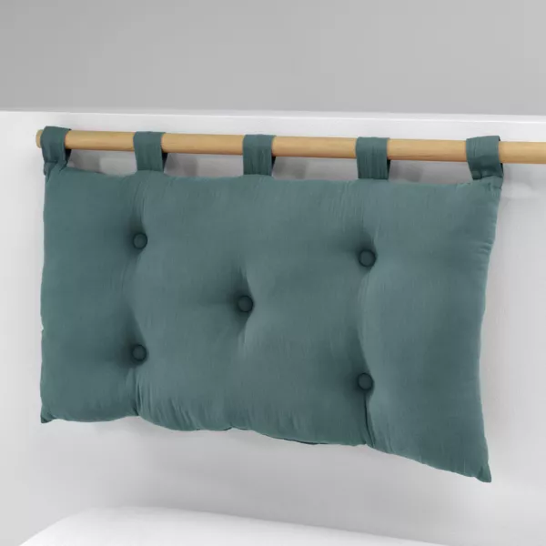 Tête de lit coussin gaze de coton (80 x 50 cm) Gaïa Bleu canard