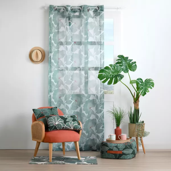 Vitrage (140 x 260 cm) Parrot Smaragdgroen