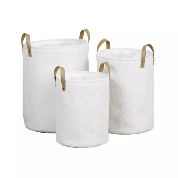 Set van 3 wasmanden bouclette (H54 cm) Avoriaz Wit