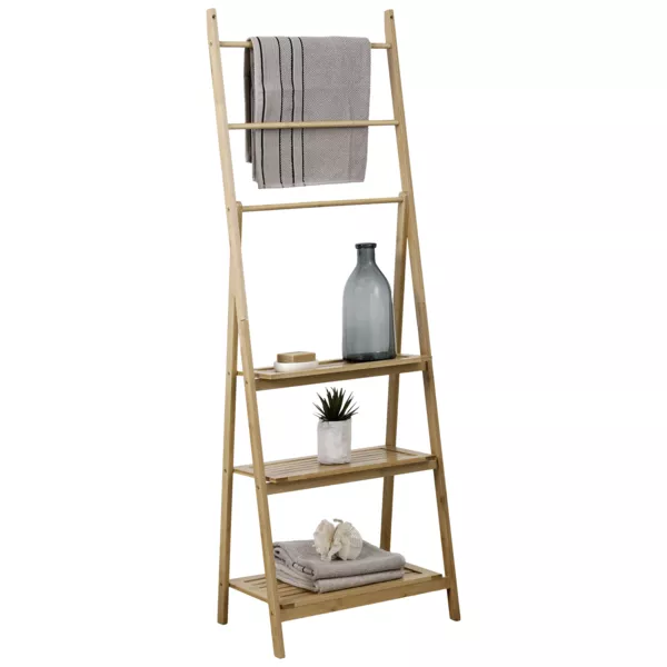 Porte serviette avec tablette de rangement bambou (H152 cm) Hanoï