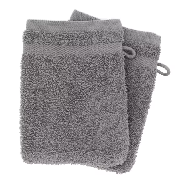Juego de 2 guantes de baño en algodón (15 x 21 cm) Timeless Gris