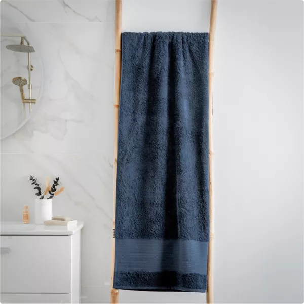 Serviette de bain coton bio (90 x 150 cm) Méline Bleu nuit