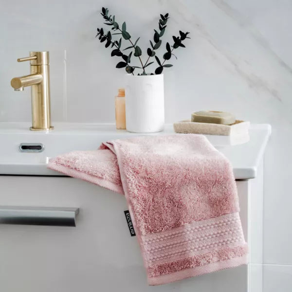Serviette de bain coton bio (30 x 50 cm) Méline Rose pêche