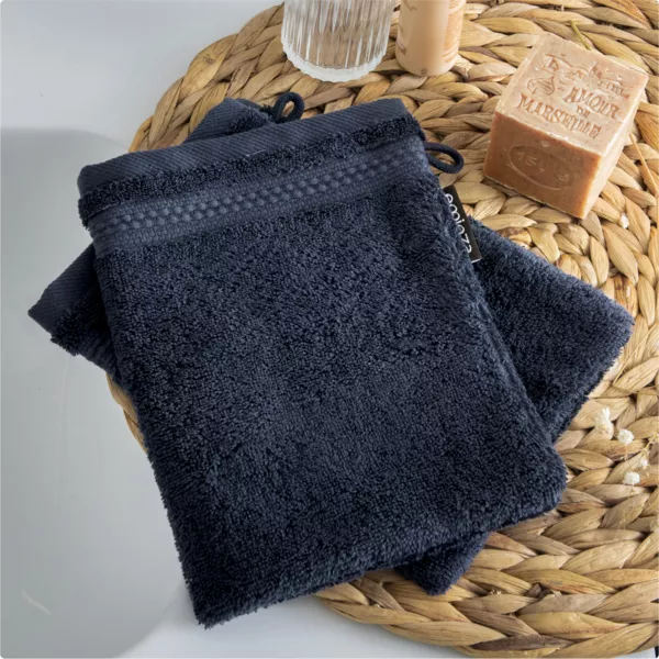 Set van 2 washandjes biologisch katoen Méline Nachtblauw