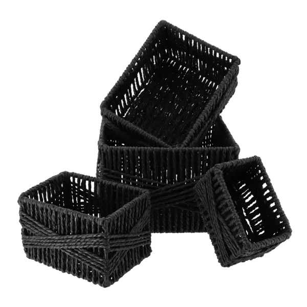 Lot de 4 paniers de rangement (21 x H14 cm) Paper Noir