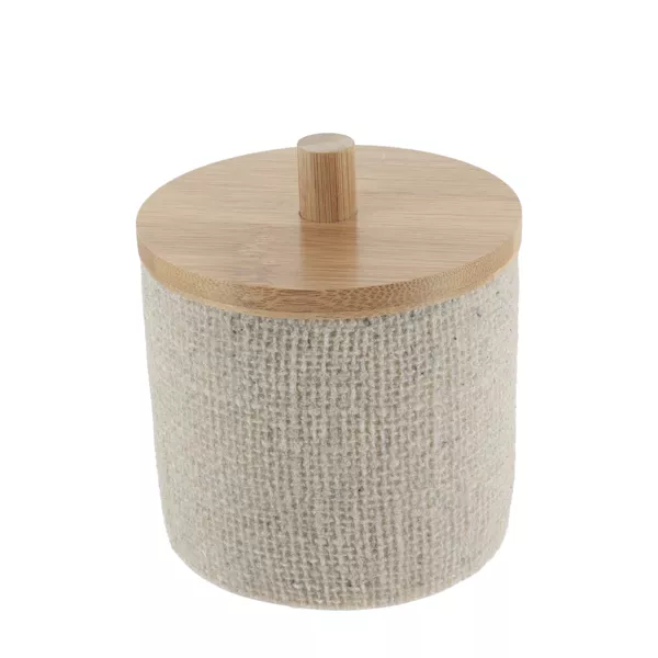 Boite  coton avec couvercle (D10 cm) effet Maille Beige