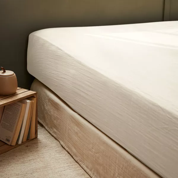 Drap housse gaze de coton (140 x 200 cm) Gaïa Beige pampa