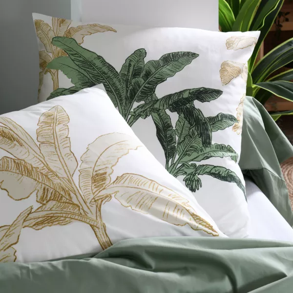 Funda de almohada cuadrada en percal de algodón (63 x 63 cm) Arama Verde