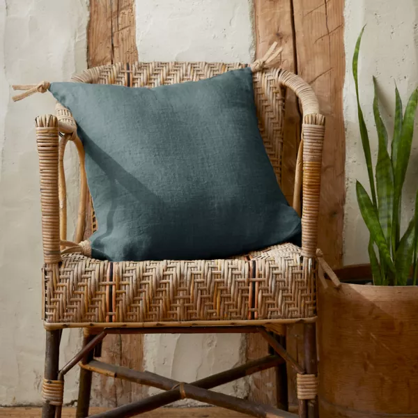 Coussin carré lin lavé (45 cm) Louise Gris ardoise