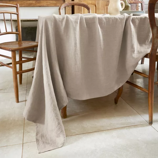 Tafelkleed rechthoekig gewassen linnen (170 x 250 cm) Louise Beige