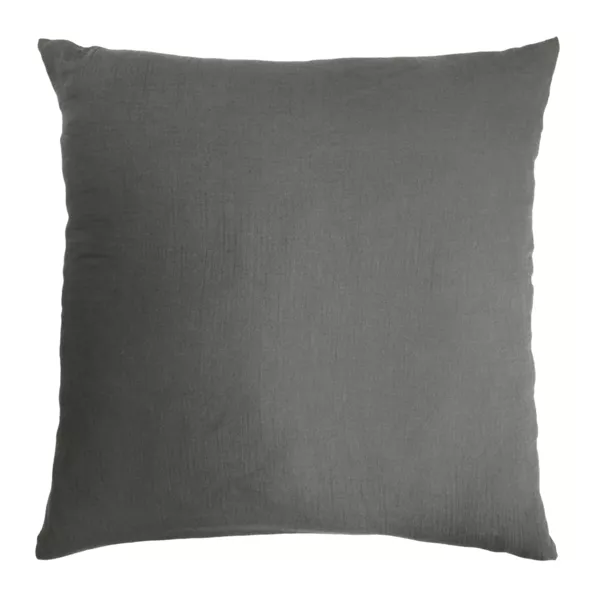 Funda de almohada cuadrada de gasa de algodón (80 x 80 cm) Gaïa Gris granito