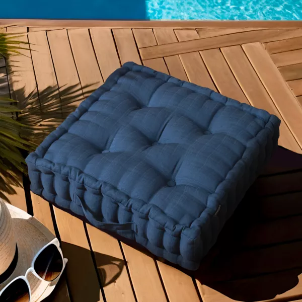 Coussin de sol extrieur capitonn (50 x 50 cm) Sunset Bleu nuit