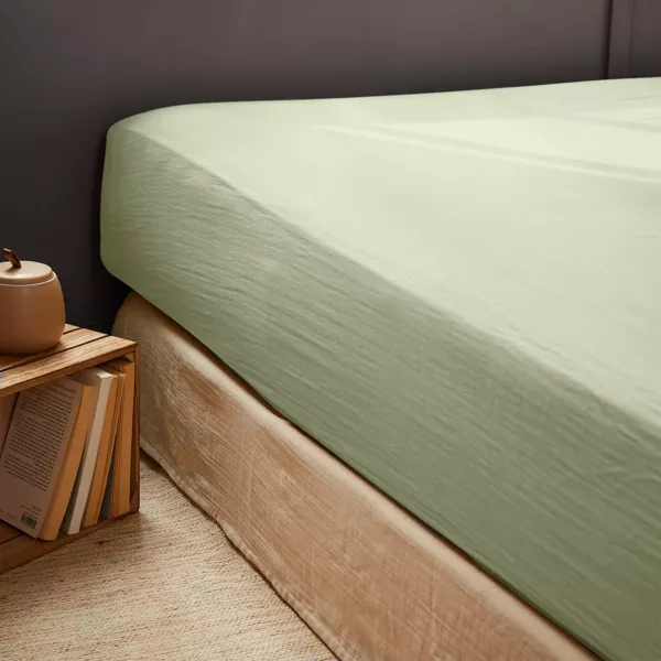 Sábana bajera en gasa de algodón (160 cm) Gaïa Verde tilo