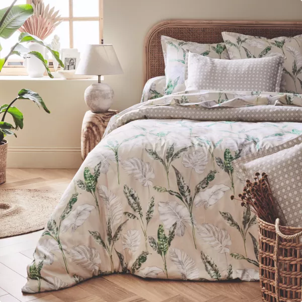 Funda nórdica en satin de algodón (200 x 200 cm) Voyage Verde