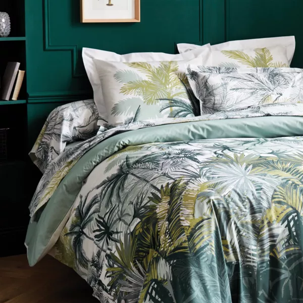 Kussensloop vierkant percal katoen (65 x 65 cm) Trinidad Mousson Groen