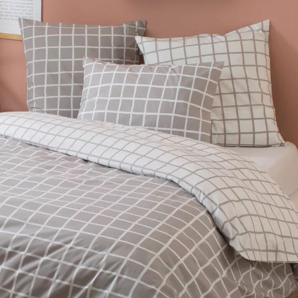 Funda de almohada cuadrada en percal de algodón (65 x 65 cm) Max Gris