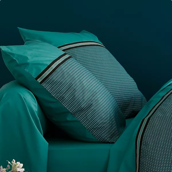 Funda para almohada cuadrada percal de algodón Gustav Verde esmeralda
