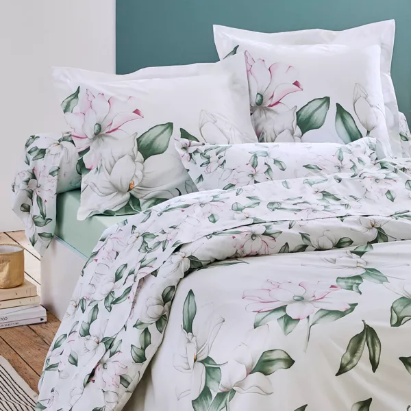 Taie d'oreiller carrée percale de coton (65 x 65 cm) Magnolia Vert sauge