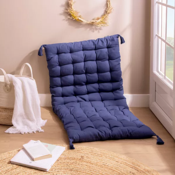 Matelas de sol coton (120 x 60 cm) Pixel Bleu marine