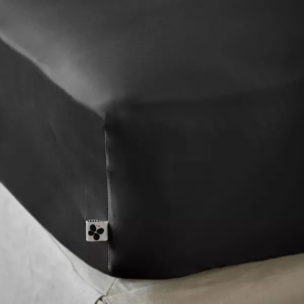 Drap housse satin de bambou (180 x 200 cm) Salomé Noir