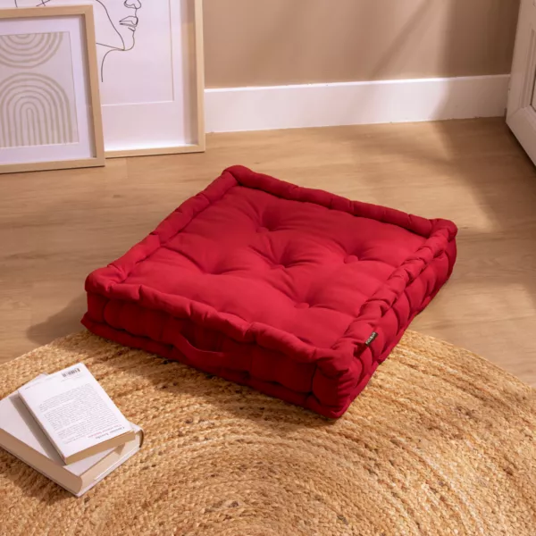 Coussin de sol coton (50 x 50 cm) Pixel Rouge