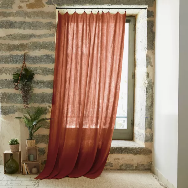 Overgordijn verstelbaar Katoengaas (140 x max 300 cm) Gaïa Terracotta