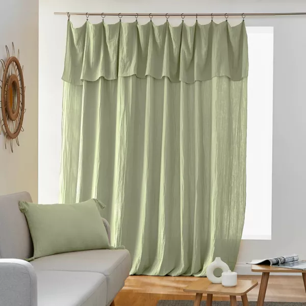 Rideau gaze de coton ajustable (280 x max 300 cm) GaĂŻa Vert tilleul