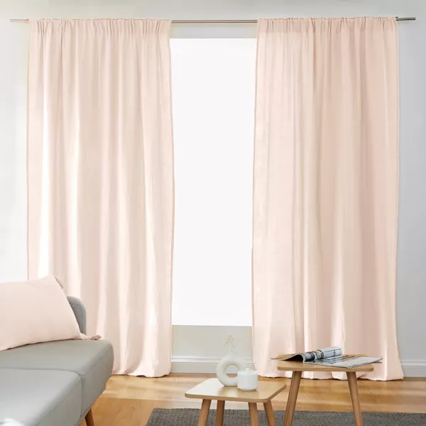 Cortina de gasa de algodón cinta fruncidora (140 x 240 cm) Gaïa Rosa palo