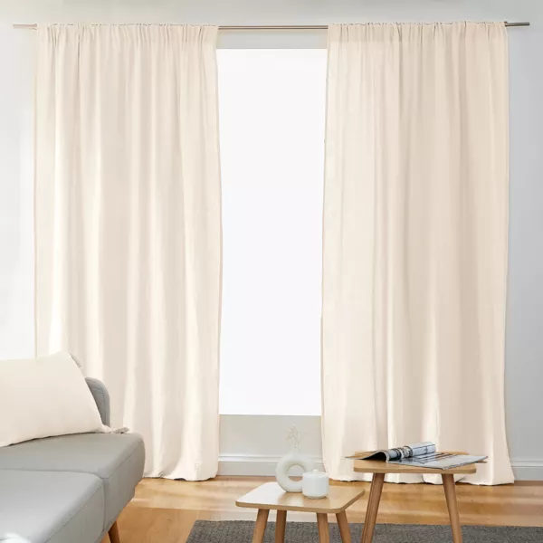 Overgordijn met gefronste band Katoengaas (180 x 240 cm) Gaïa Beige pampa
