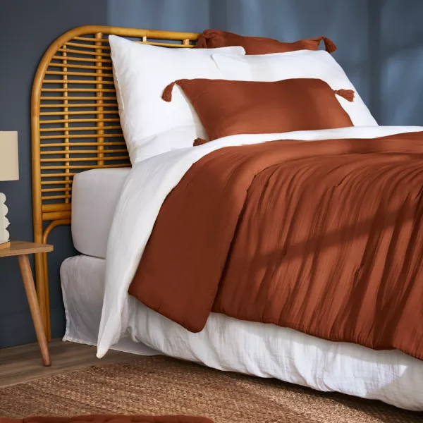 Bedsprei Katoengaas (180 x 240 cm) Gaïa Terracotta