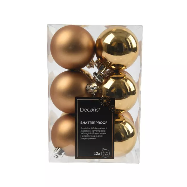 Lote de 12 bolas de Navidad (D60 mm) Alpine Nuez Pecan