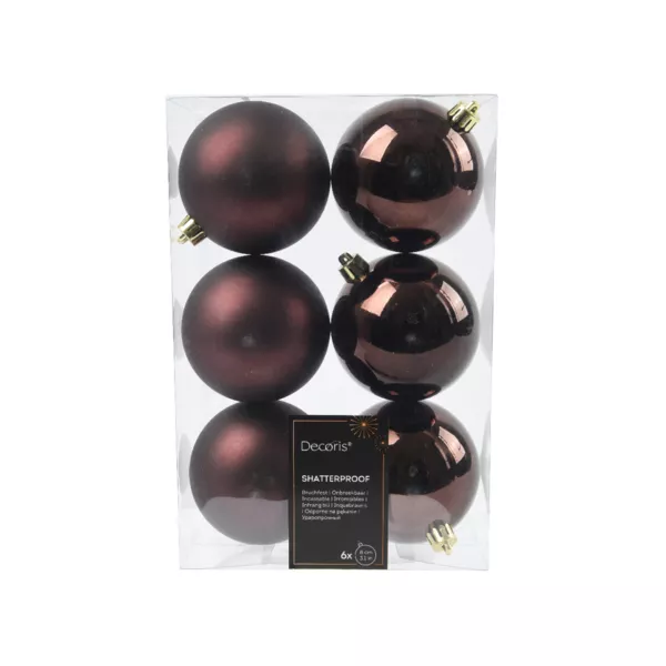 Lote de 6 bolas de Navidad (D80 mm) Alpine Negro trufado