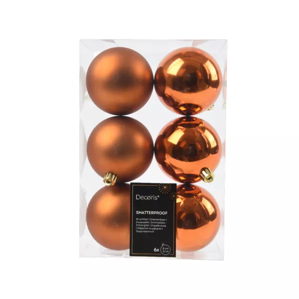 Lote de 6 bolas de Navidad (D80 mm) Alpine Calabaza