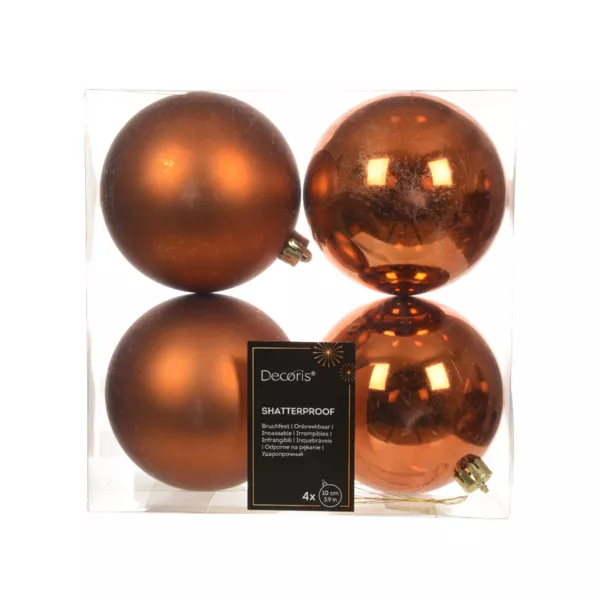 Lot de 4 boules de Noël (D100 mm) Alpine Citrouille