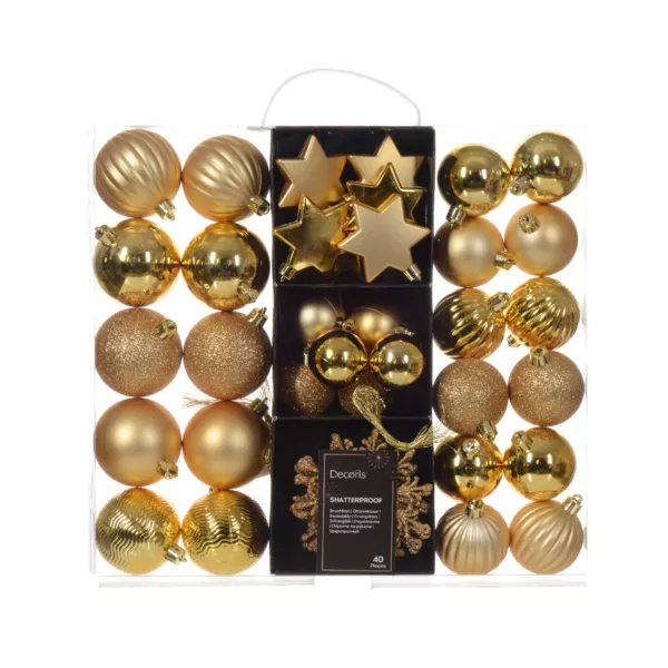 Kit de decoración de árbol de Navidad (40 piezas) Cristal Oro