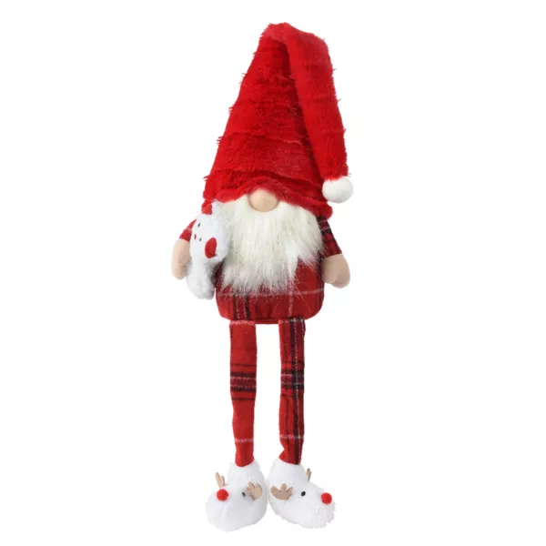 Duende bromista de Navidad para sentar (H73 cm) Tilki Durmiente en pijama gorro Rojo
