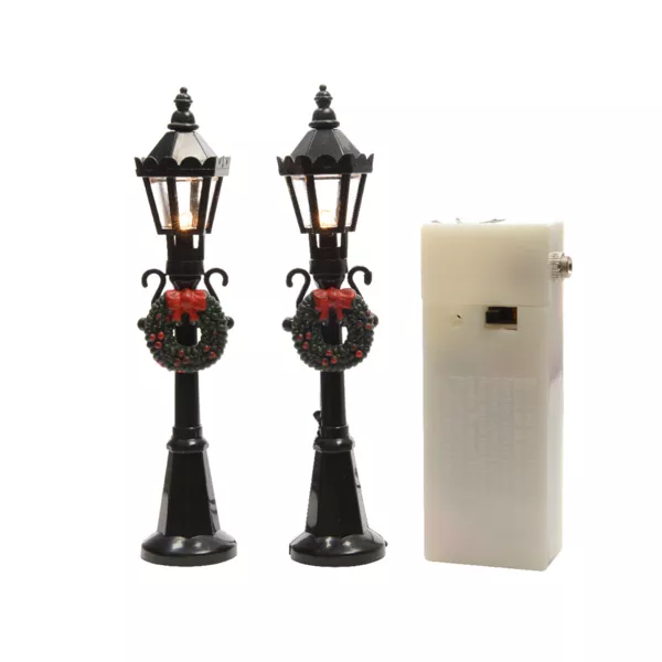 Lot de 2 lampadaires illuminés (H12 cm) pour aménager un village