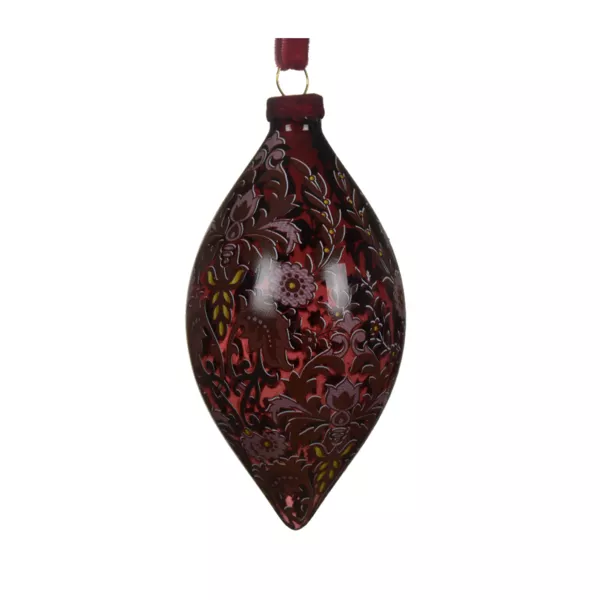 Lot de 2 suspensions en verre (D80 mm) Olives Bolchoï Fleuri Bordeaux