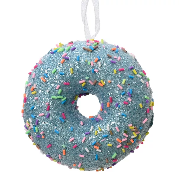 Donut de Navidad para colgar (D9 cm) Golosina Azul con purpurina