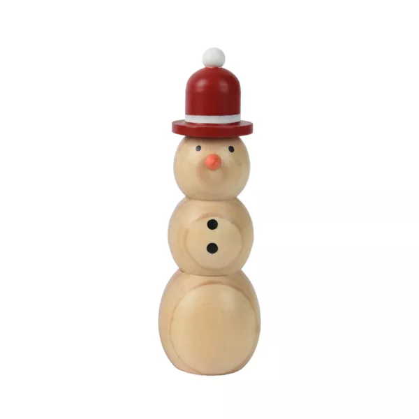 Mueco de nieve de madera para colocar (H10 cm) Sombrero Rojo