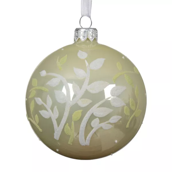 Lote de 6 bolas de Navidad de vidrio (D80 mm) Pureza Menta blanca