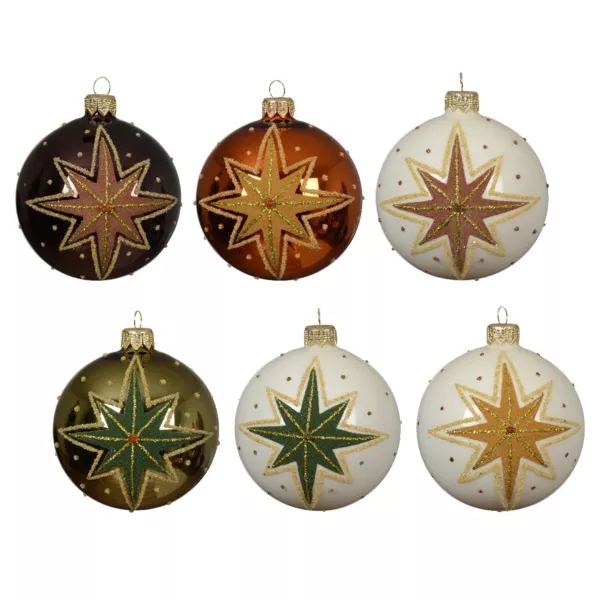 Lote de 6 bolas de Navidad de vidrio (D80 mm) Estrellas Fugaces Multicolor