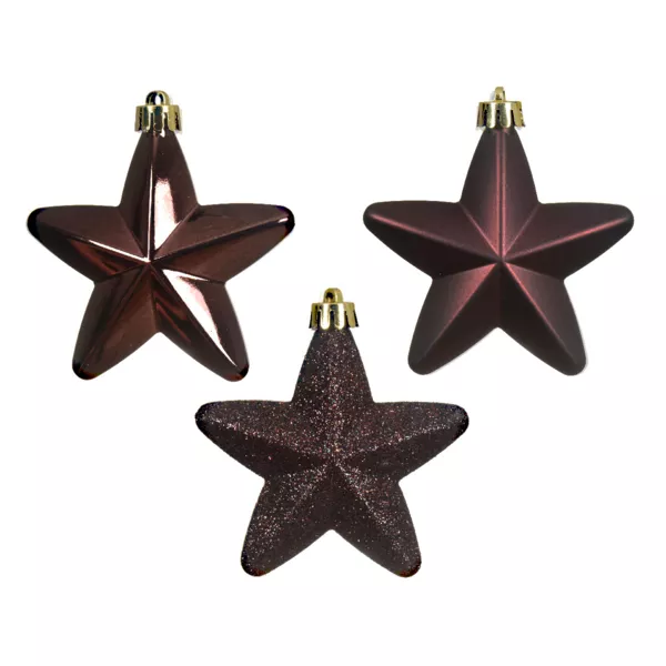 Lote de 6 estrellas de Navidad para colgar (H7 cm) Alpine Negro trufado