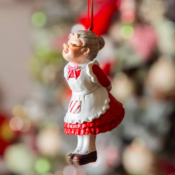 Mamá Noel para colgar (H10 cm) Navidad Rojo y blanco