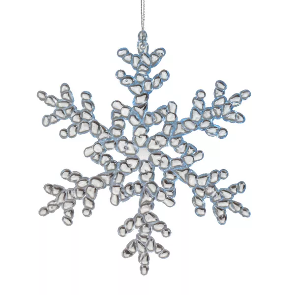 Copo de nieve navideño para colgar (H15 cm) Glaseado Transparente plateado