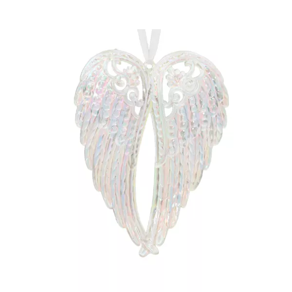 Alas de ángel para colgar (H15 cm) Hielo Transparente iridiscente
