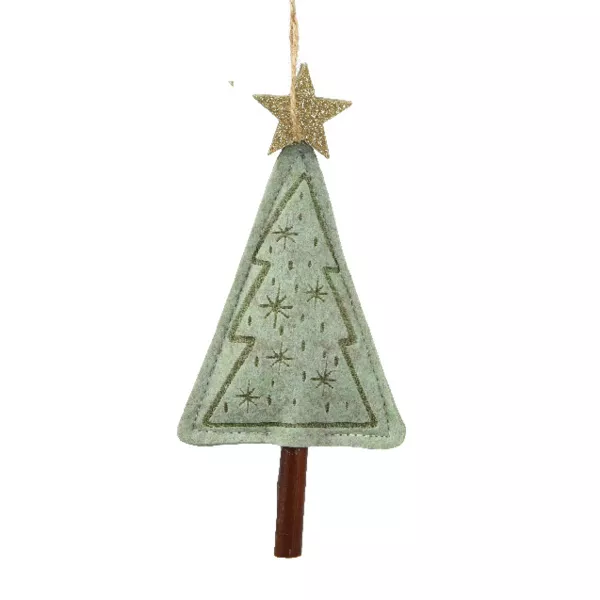 Sapin de Noël à suspendre (H14 cm) Étoile scintillante Vert menthe